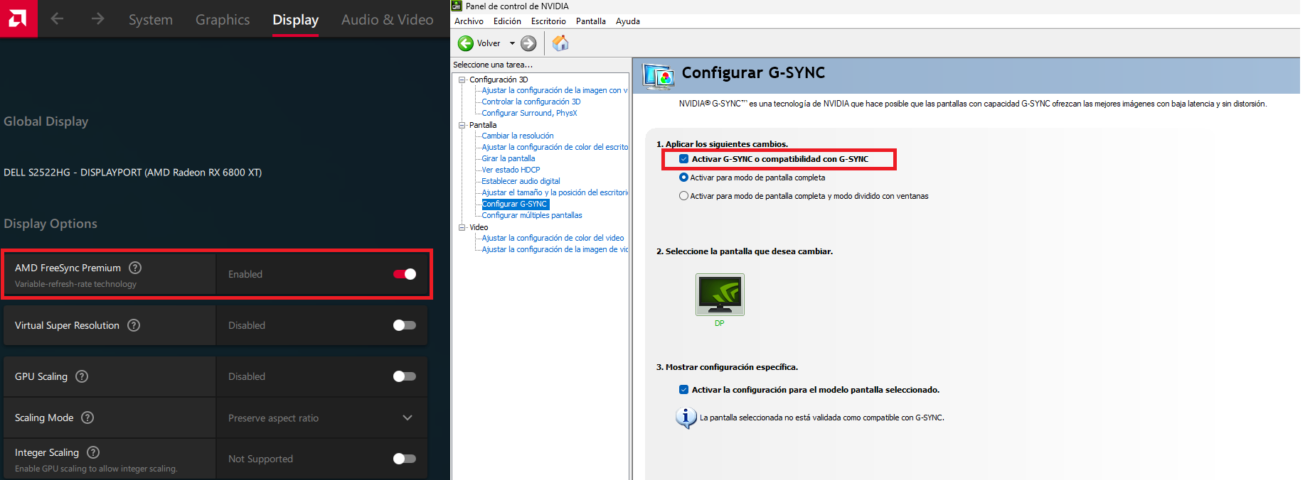 Configuración de V-Sync y VRR